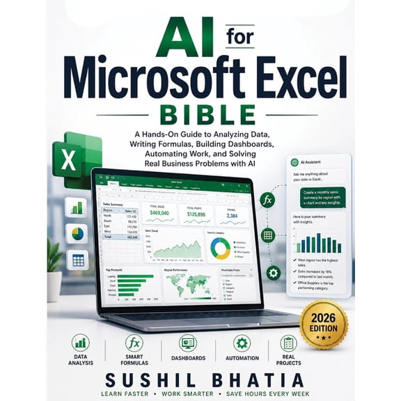 AI For Microsoft Excel Bible: A Hands-On Guide to Analyzing Data, Writing Formulas, Building Dashboards, Automating Work, (Paperback)
