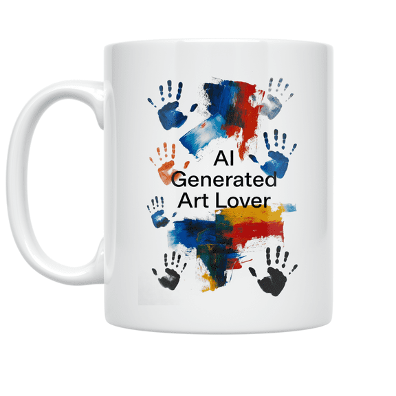 AI Generated Art Lover - Abstract Digital Brushstrokes - 11 oz Ceramic Coffee Mug