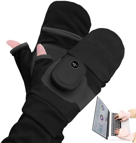 Suhine USB Rechargeable Heated Fingerless Gloves - 2 Pairs, 3.7V 3000mAh, Adjustable Temp, Touchscreen, Black