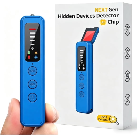 AI Hidden Camera Detector, Spy Camera Detectors – for Hotels, Travel, Home & Office: Portable RF Signal Scanner with 5-Level Sensitivity, AI-Powered Anti-Spy Device, GPS Tracker & Bug Detector