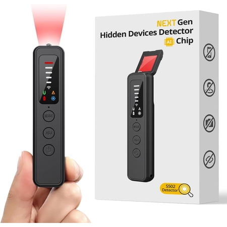AI Hidden Camera Detector, Spy Camera Detectors – for Hotels, Travel, Home & Office: Portable RF Signal Scanner with 5-Level Sensitivity, AI-Powered Anti-Spy Device, GPS Tracker & Bug Detector