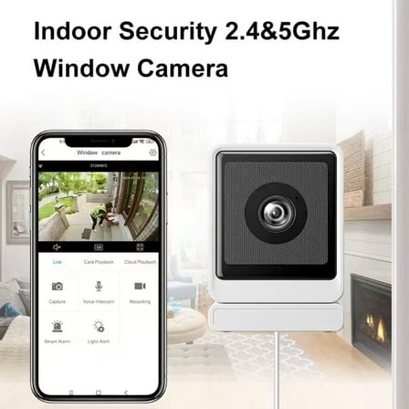AI Home Security Window Camera, Baby Monitor Camera, 3MP 1296P Resolution, 110Wide-angle Field of View, 4X Zoom, Al Enhanced Color Night Vision, 2.4G&5G Dual WiFi, Two-way Audio, Works with Alexa