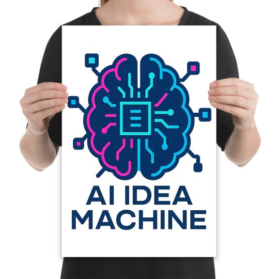 AI Idea Machine Poster - 13x19 Neon Circuit Brain Wall Art