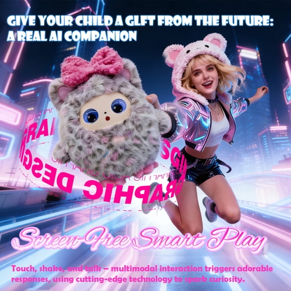 AI Intelligent Interactive Plush Toy ChatGPT, With Vibration/Tactile Perception And Children's Emotions, Multilingual Companions, Interactive Games, Memory Training, Control App