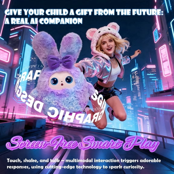 AI Intelligent Interactive Plush Toy ChatGPT, With Vibration/Tactile Perception And Children's Emotions, Multilingual Companions, Interactive Games, Memory Training, Control App