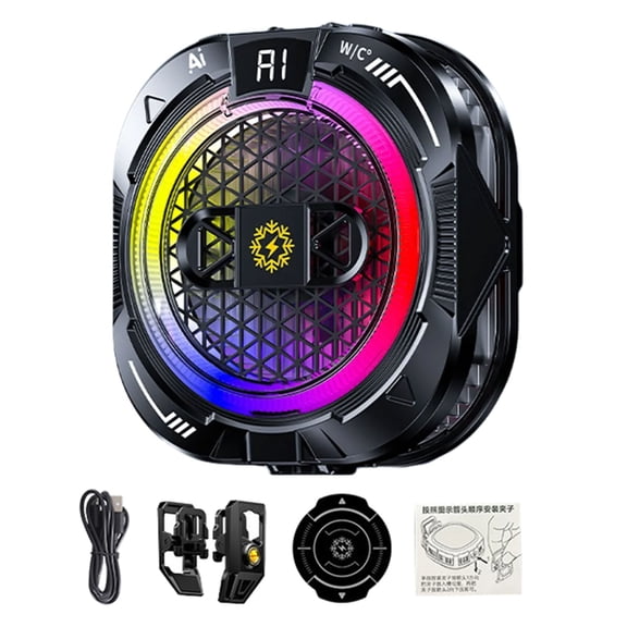 Th19 Cooling Fan 5 Gear Adjustable Radiator Low Noise Cooling System Semiconductor Magnetic Heat Sink with Colorful Light