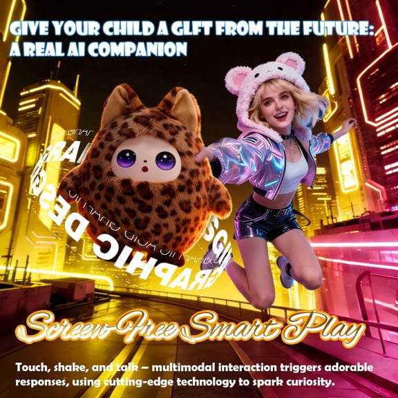 AI Interactive Plush Toy with ChatGPT, Multilingual Smart Companion, Emotional Interaction, Memory Training, App Control