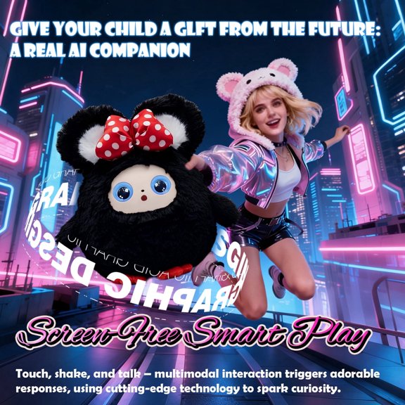 AI Interactive Plush Toy with ChatGPT, Multilingual Smart Companion, Emotional Interaction, Memory Training, App Control