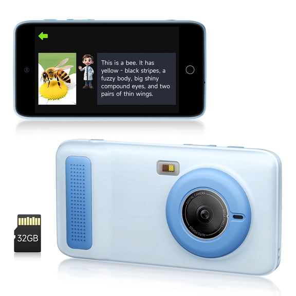 AI Kids Digital Camera 50MP 32G WiFi Learning Camera, Why&How Library, Kids Knowledge Encyclopedia, a Million Little Questions for Boys Girls 3 4 5 6 7 8 Indoor, Outdoor, Camping, Blue