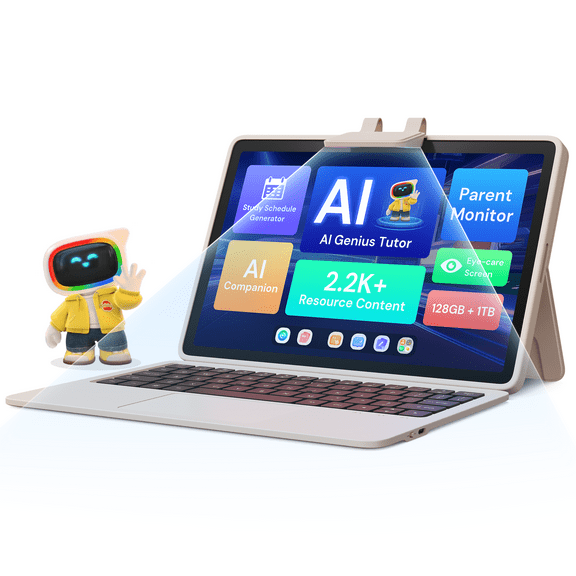 AI Kids Tablet with Scanner - 50000+ Content AI Tutor Learning Tablet with ELA, Math, ABC, Word, Read, Phonics, STEAM for Homeschooler Educational Study for PreK - G6 (TalPad T100 with Keyboard)