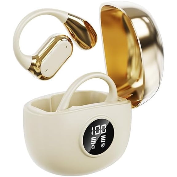 AI Language Translation Earbuds, Bluetooth 5.4 Headphones 144 Languages & Accents, OWS 3-in-1Touch Screen Real-Time Earphones Fit iOS and Android Ideal for Travel Business Learning (gold&Translation)