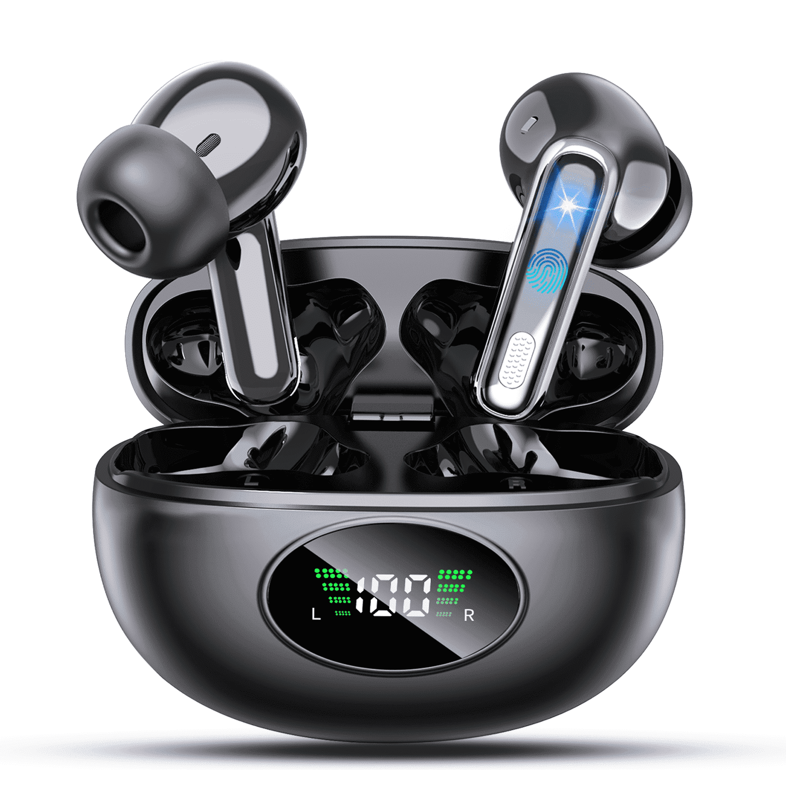 AI Language Translation Earbuds, Bluetooth 5.4 Headphones Translator for 144 Languages & Accents,IP7 Waterproof Earphones with 4 ANC Mic,Black