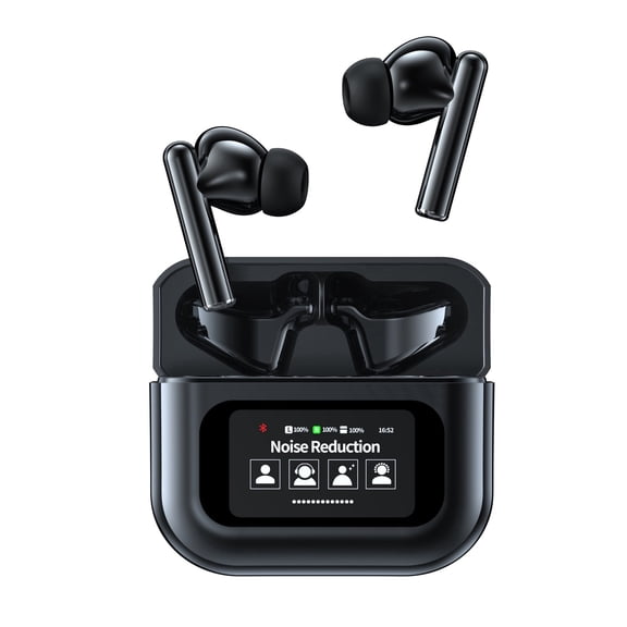AI Language Translation Earphones Wireless Bluetooth Real-time Translation 3-in-1 Earphones Touch Screen Device with Screen 144 Languages Translation Travel Business Earphones-Black