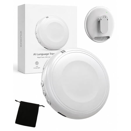 AI Language Translator Device, 165-Language Real-Time Two-Way Voice | Translation Speaker and Practice Companion, Hands-Free Wearable Travel Essentials for Spanish-to-English Learning