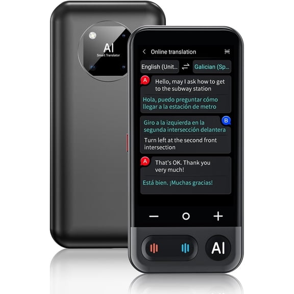AI Language Translator Device, 2026 Upgraded ChatGPT Two Way Real time Translator Device, 150 Languages Voice Translator Support AI//Offline/Group/Phone Translation for Travel Business