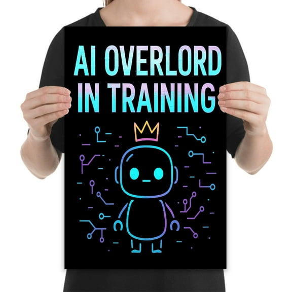 AI Overlord In Training Poster, 13x19 Tech Humor Wall Art for Coders