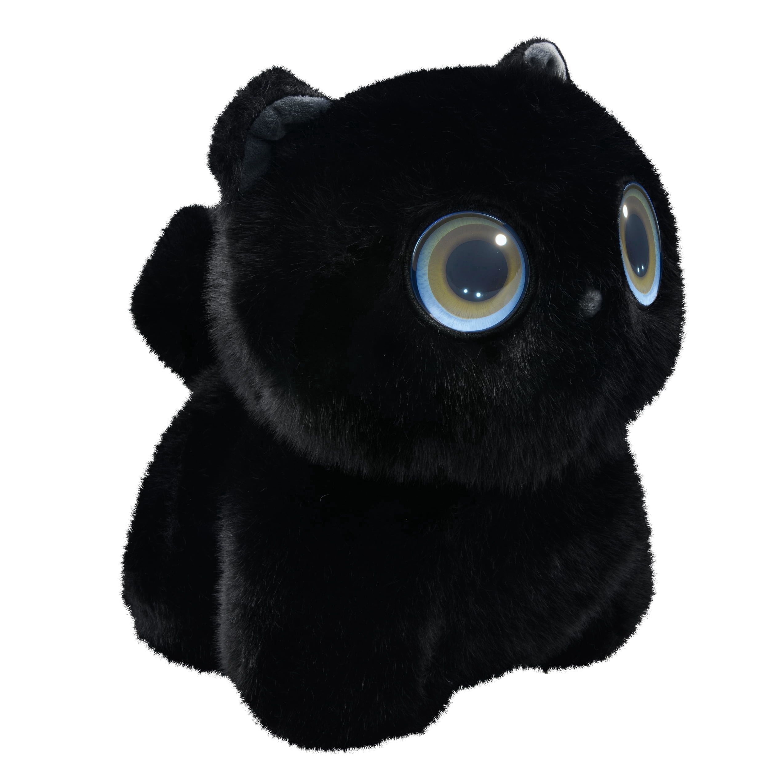 AI Pixie Paw Smart Interactive Plush Cat Voice Responsive Touch Activated Expressive Eyes AI Companion Stuffed Animal for Kids and Pet Lovers, Black