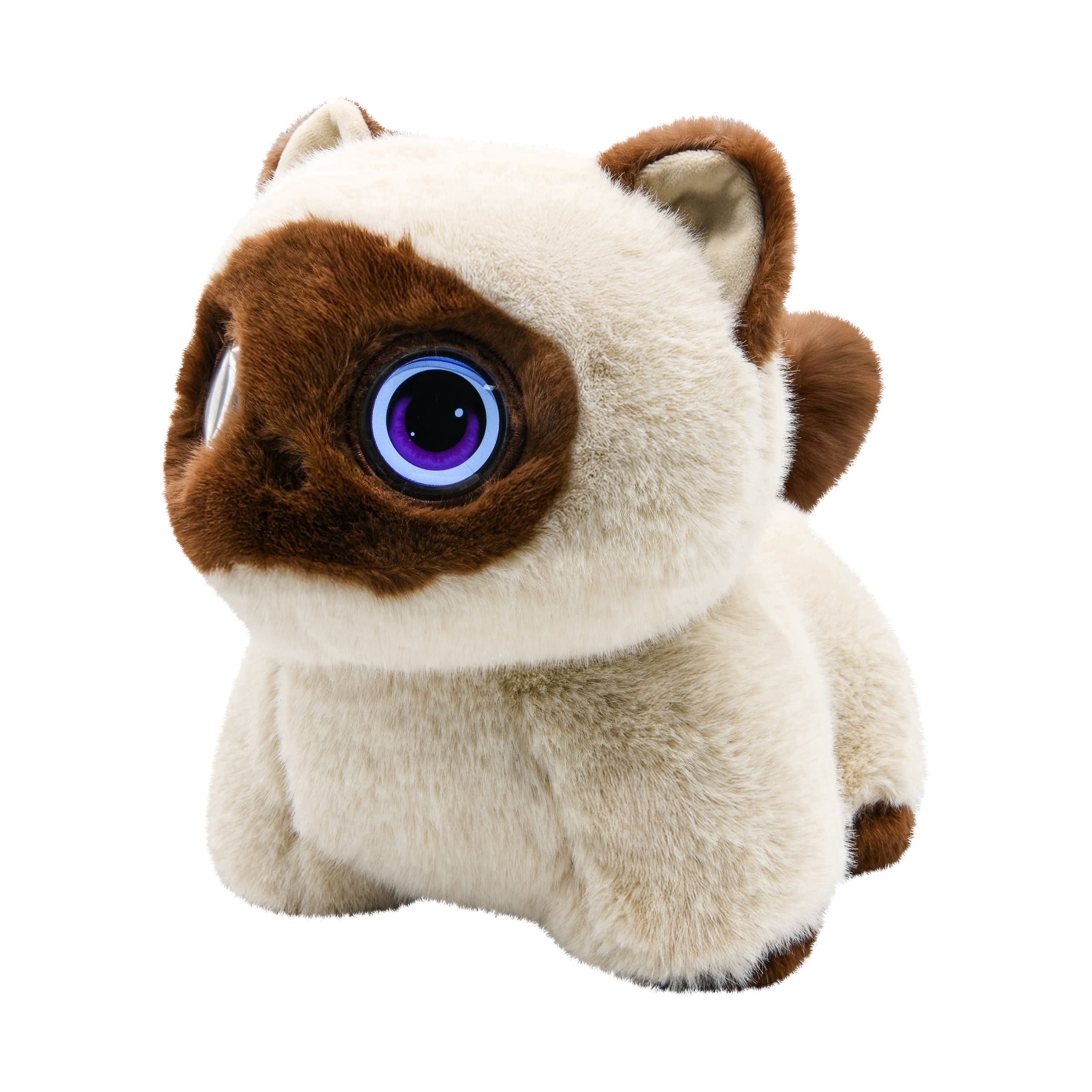 AI Pixie Paw Smart Interactive Plush Cat Voice Responsive Touch Activated Expressive Eyes AI Companion Stuffed Animal for Kids and Pet Lovers, Brown