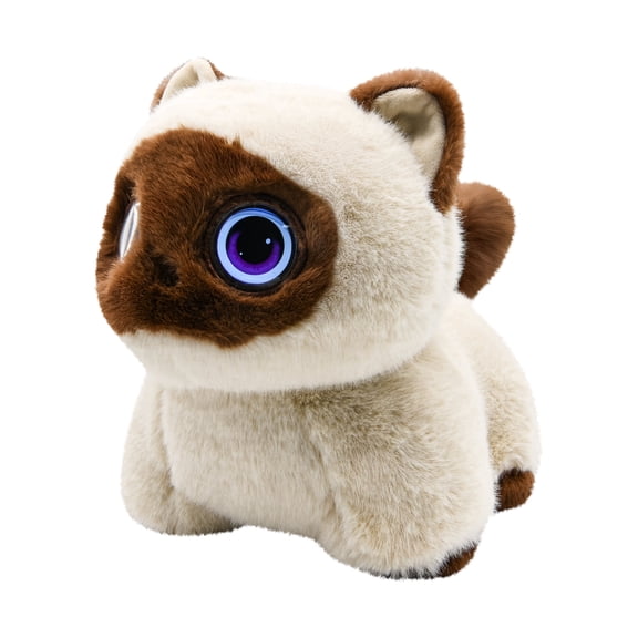AI Pixie Paw Smart Interactive Plush Cat Voice Responsive Touch Activated Expressive Eyes AI Companion Stuffed Animal for Kids and Pet Lovers, Brown