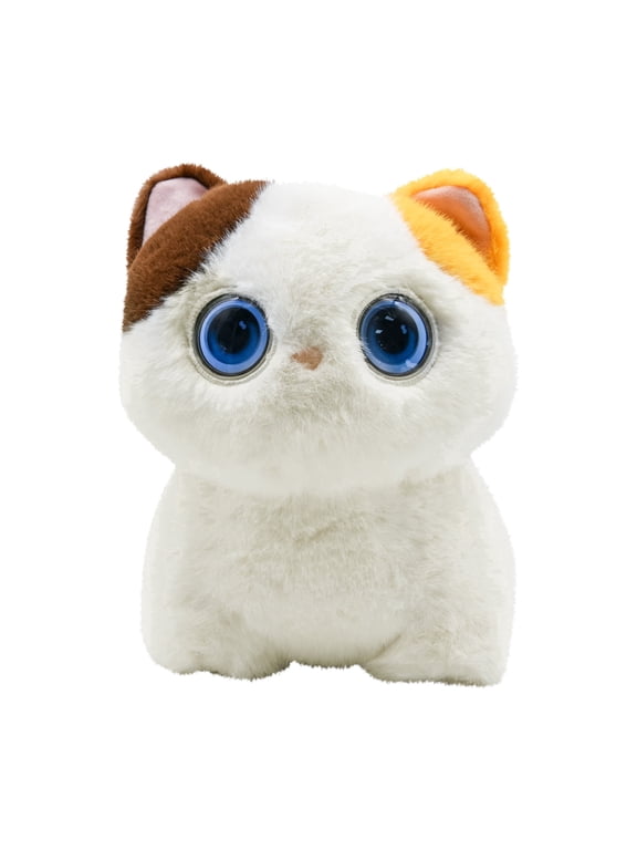AI Pixie Paw Smart Interactive Plush Cat Voice Responsive Touch Activated Expressive Eyes AI Companion Stuffed Animal for Kids and Pet Lovers, White