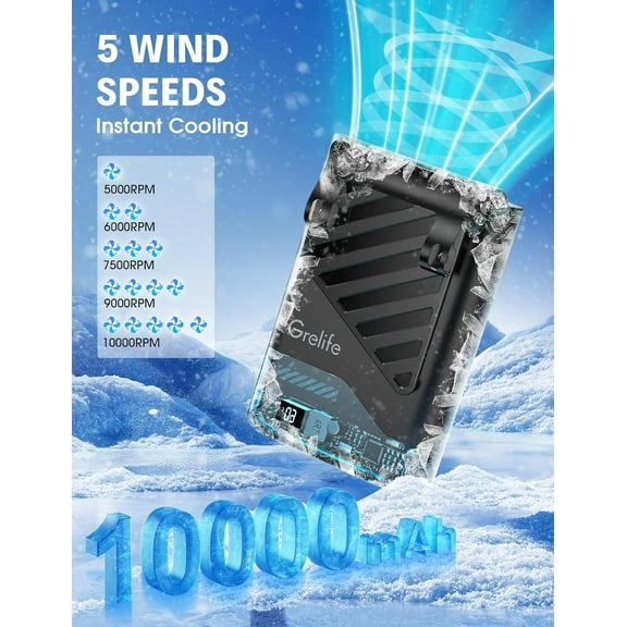 AI Portable Waist Fan with LED Display, 40H Runtime, 5 Speed Cooling Fan for Outdoor Work, Camping, Farm