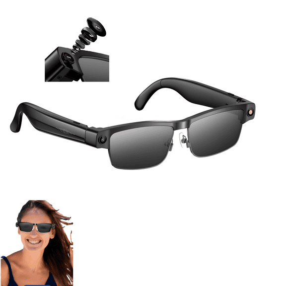 AI-Powered Smart Bluetooth Sunglasses - 144-Language Translation, ChatGPT Voice, 1080P Camera, Open-Ear Audio, UV Protection, Wifi, Anti-Blue Light for Travel Men Women