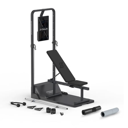 AI-Powered Smart Home Gym System, Multi-functional Smith Workout Machine & Full Body Strength Training Fitness Equipment, All-in-One Training Machine with Digital Weight Resistance Virtual Trainer