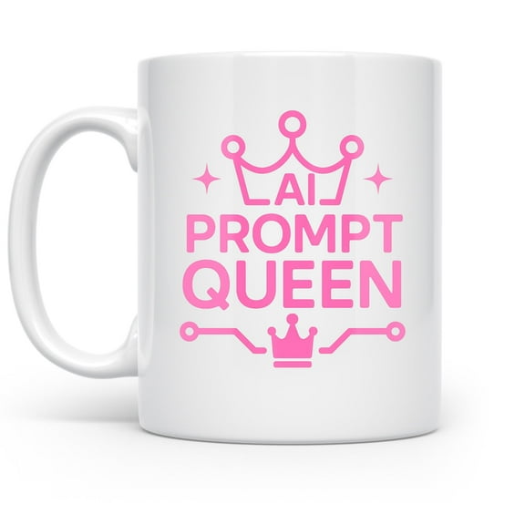 AI Prompt Queen Mug, 11 oz Ceramic Coffee Cup for Digital Creators and Coders