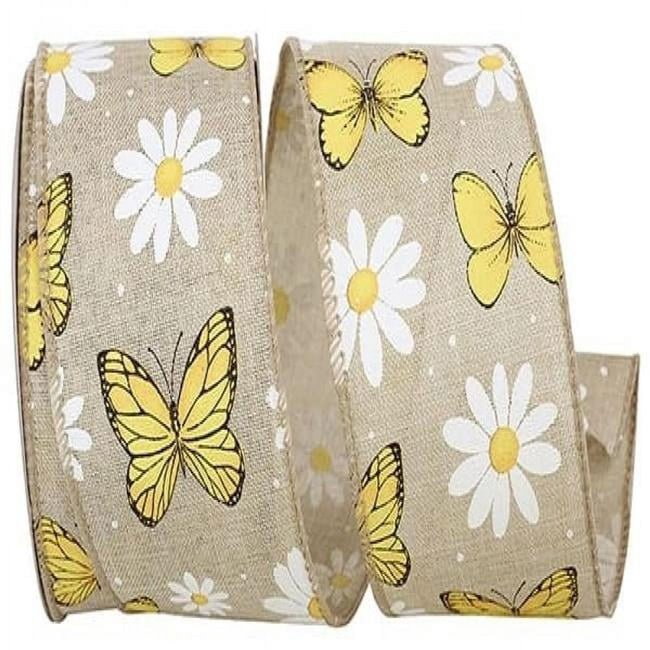 AI-RI40441-Q01 2.5 in. x 10 Yards Wired Butterflies & Daisies Patterned ...