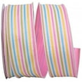 thumbnail image 1 of AI-RI40464-Q06 2.5 in. x 50 Yards Wired Pink Candy Strip Seersucker Ribbon, Multi Color - Set of 6, 1 of 1
