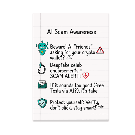 AI Scam Awareness Poster Print - Cybersecurity Students - 13x19 Glossy Poster