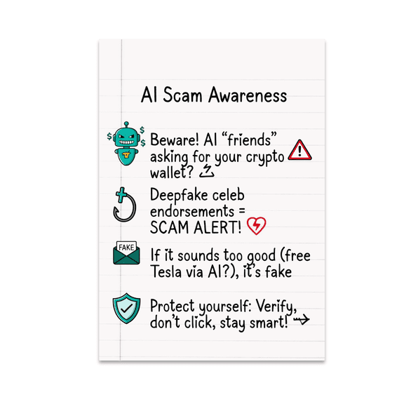 AI Scam Awareness Poster Print - Cybersecurity Students - 13x19 Glossy Poster