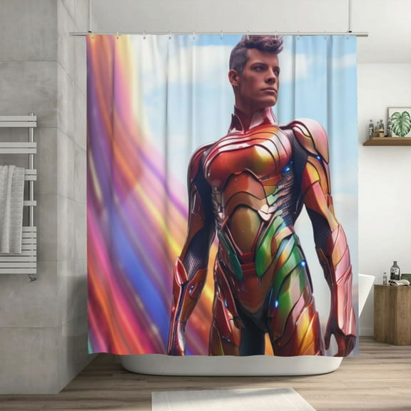 AI Shower Curtain Hero (9) Waterproof Fabric Bathroom Shower Curtain Set with Hook 72x72 Inch