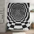 thumbnail image 1 of AI Shower Curtain Twisted Checkerboard 3D Illusion Waterproof Fabric Bathroom Shower Curtain Set with Hook 72x72 Inch, 1 of 5