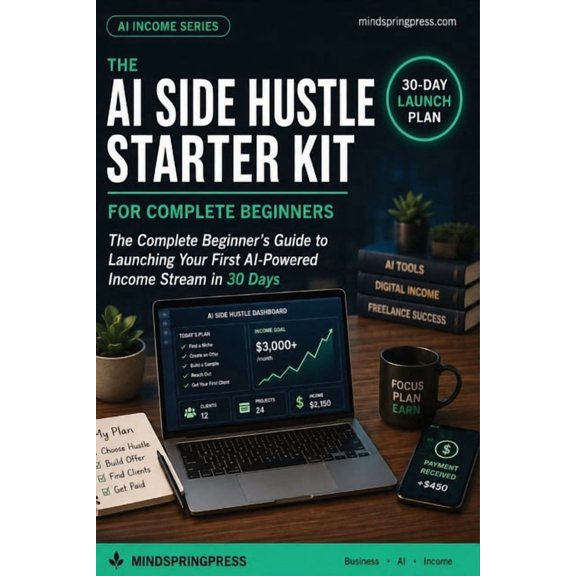 AI Side Hustle Starter Kit: The Complete Beginner's Guide to Launching Your First AI-Powered Income Stream in 30 Days. N, (Paperback)