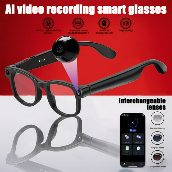 AI Smart Camera Glasses with Wireless 1080P HD Video Recording, Real ...