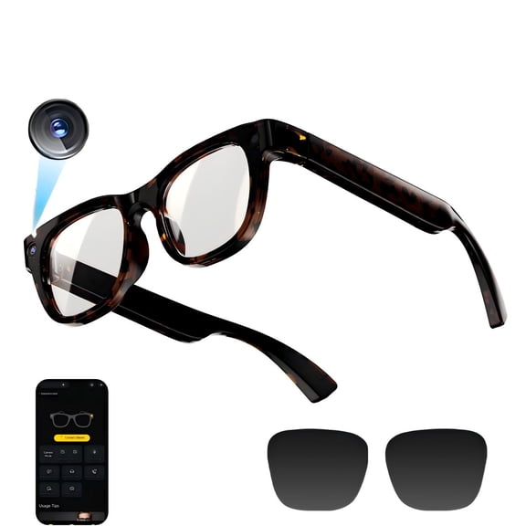 AI Smart Glasses with 13MP Camera and Bluetooth Audio Sunglasses, HD Video Recorder Live Translation Eyeglasses, Open Ear TR90 Blue Light Blocking Tech Eyewear