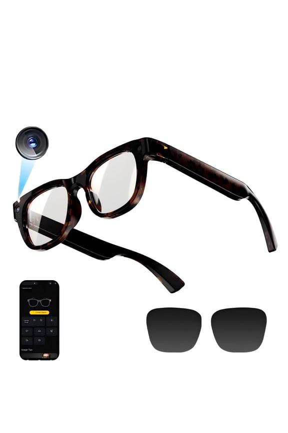 AI Smart Glasses with 13MP Camera and Bluetooth Audio Sunglasses, HD Video Recorder Live Translation Eyeglasses, Open Ear TR90 Blue Light Blocking Tech Eyewear