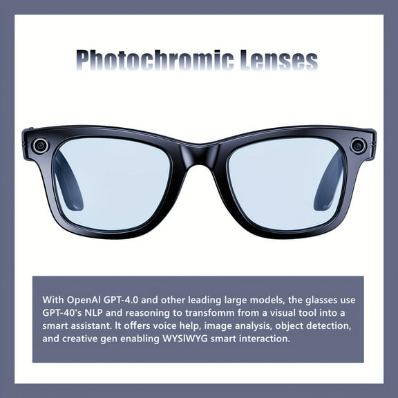 AI Smart Glasses: 4K EIS Camera, Real-Time Translation | AI Voice, Hi-Fi Music | WiFi/Bluetooth, Magnetic Charging, Sleek Design