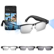 AI Smart Glasses 4K HD Camera, BT Call, 800W Anti-Shake Camera Glasses with Video Recording Dual Mic, Simultaneous Interpretation/GPT Identify Objects, 270mAh BlueLight Glasses