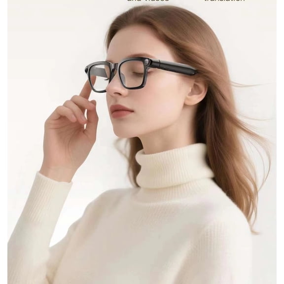 AI Smart Glasses, 4K HD Video & Photo Capture, Real-Time Translation, Recording Glasses with AI Assistant, Open-Ear Audio, Object Recognition, Bluetooth, for Travel (Transparent Lens)