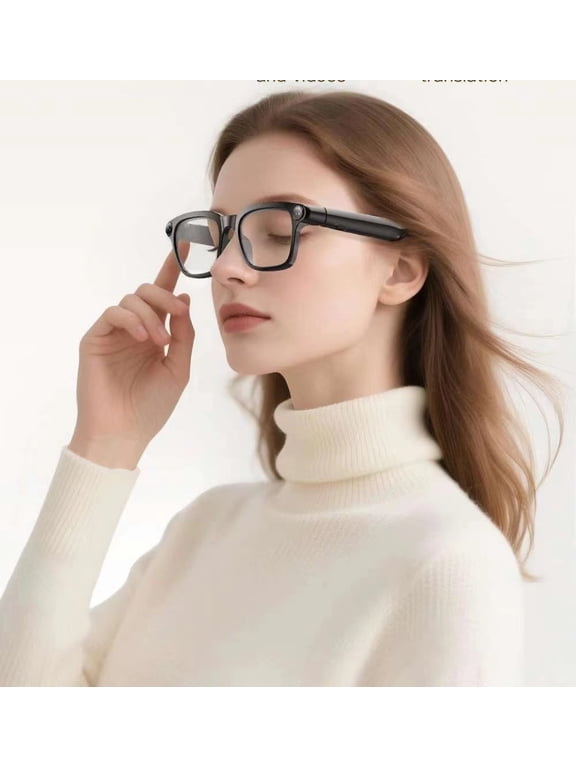 AI Smart Glasses, 4K HD Video & Photo Capture, Real-Time Translation, Recording Glasses with AI Assistant, Open-Ear Audio, Object Recognition, Bluetooth, for Travel (Transparent Lens)