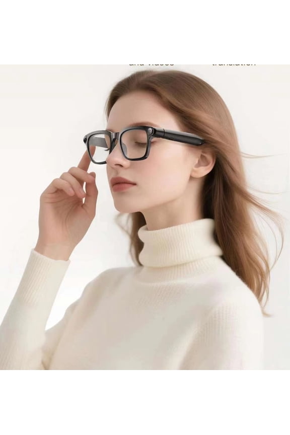 AI Smart Glasses, 4K HD Video & Photo Capture, Real-Time Translation, Recording Glasses with AI Assistant, Open-Ear Audio, Object Recognition, Bluetooth, for Travel (Transparent Lens)