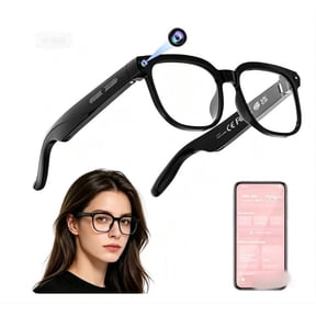 AI Smart Glasses, 4K HD Video & Photo Capture, Real-Time Translation, Recording Glasses with AI Assistant, Open-Ear Audio, Object Recognition, Bluetooth Connectivity, Ideal for Travel (Clear Lenses)