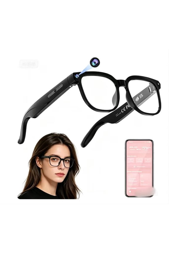 AI Smart Glasses, 4K HD Video & Photo Capture, Real-Time Translation, Recording Glasses with AI Assistant, Open-Ear Audio, Object Recognition, Bluetooth Connectivity, Ideal for Travel (Clear Lenses)