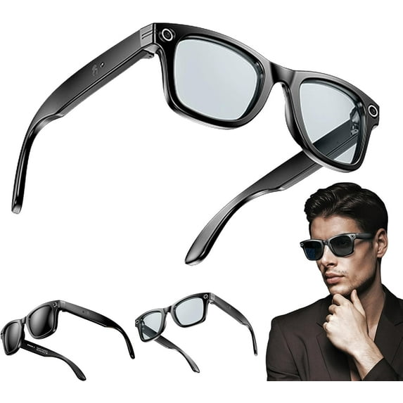 AI Smart Glasses, 800W Camera & 1080P Video, Smart Glasses with Camera and Bluetooth, AI Glasses for Calls & Musi,UV Protection,Anti-Blue Light Glasses Everyday Wear (B)