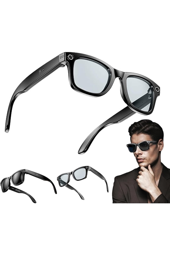 AI Smart Glasses, 800W Camera & 1080P Video, Smart Glasses with Camera and Bluetooth, AI Glasses for Calls & Musi,UV Protection,Anti-Blue Light Glasses Everyday Wear (B)