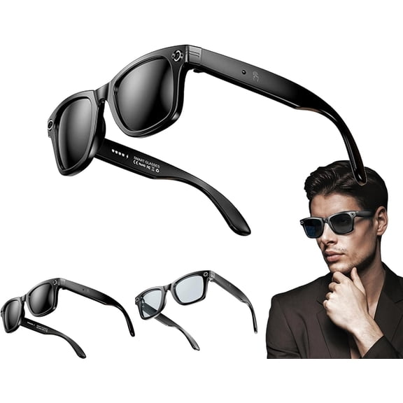 AI Smart Glasses, 800W Camera & 1080P Video, Smart Glasses with Camera and Bluetooth, AI Glasses for Calls & Musi,UV Protection,Anti-Blue Light Glasses Everyday Wear (Colour Change)