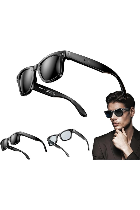 AI Smart Glasses, 800W Camera & 1080P Video, Smart Glasses with Camera and Bluetooth, AI Glasses for Calls & Musi,UV Protection,Anti-Blue Light Glasses Everyday Wear (Colour Change)