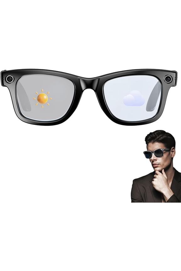 AI Smart Glasses, 800W Camera & 1080P Video, Smart Glasses with Camera and Bluetooth, AI Glasses for Calls & Musi,UV Protection,Anti-Blue Light Glasses Everyday Wear (Colour Change)